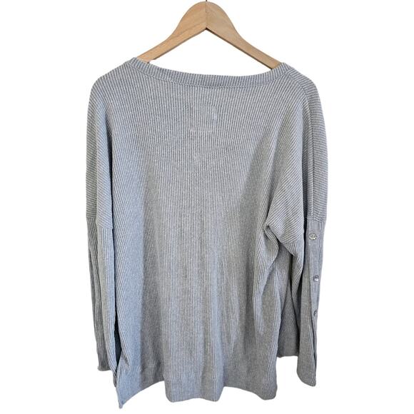 New York Laundry Sweater Sz XL Ribbed Button Sleeve High Low Loose Fit New - Picture 3 of 10